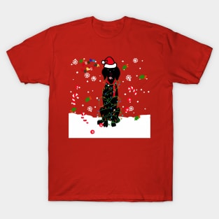 Black Christmas lab doggy with Christmas pattern T-Shirt